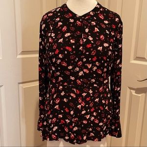 Lane Bryant size 20 Floral Blouse with pleated waist
